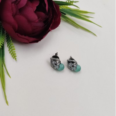 Adorable Shiny American Diamond Earring With Green Pearl